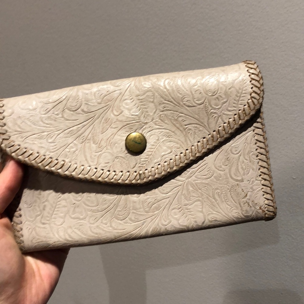 Vintage leather and suede clutch